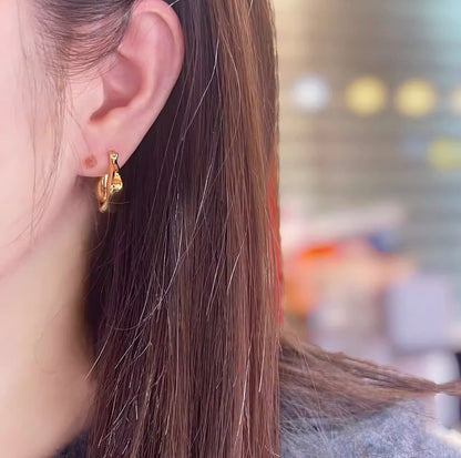 K18YG ピアス バロック 中空 フープピアス リングピアス 18K 18金 YG イエローゴールド 中空ピアス 菱形 トライアングル 三角形 ぷっくり