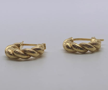 K18YG ツイスト 綱 イエローゴールド 18K フープピアス ロープ ピアス メンズ レディース リングピアス 中空 イタリアンジュエリー