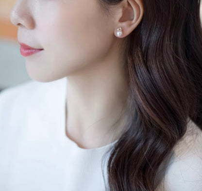 K18YG WG あこや真珠 ピアス ダイヤモンド リーフ 18K アコヤ真珠 パール シンプル