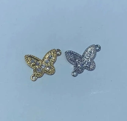K18YG WG ちょうちょ パーツ 18K チェーンパーツ チャーム イエローゴールド ホワイトゴールド ジルコニア  ダイヤモンド