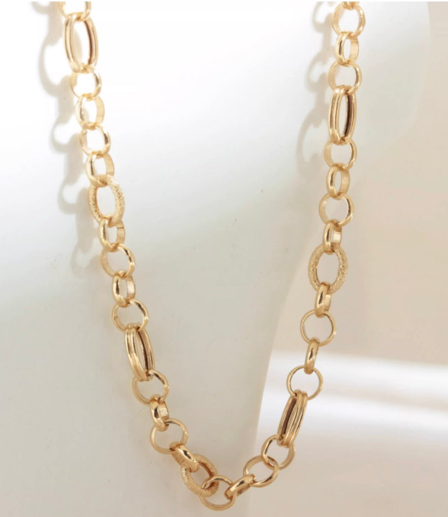 K18YG オーバルリンクチェーン デザインチェーン フィガロチェーン 18K 18金 イエローゴールド チェーンネックレス 太め 50cm