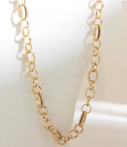 K18YG オーバルリンクチェーン デザインチェーン フィガロチェーン 18K 18金 イエローゴールド チェーンネックレス 太め 50cm