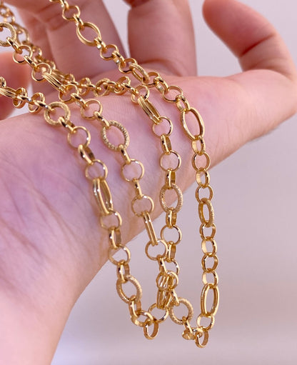 K18YG オーバルリンクチェーン デザインチェーン フィガロチェーン 18K 18金 イエローゴールド チェーンネックレス 太め 50cm