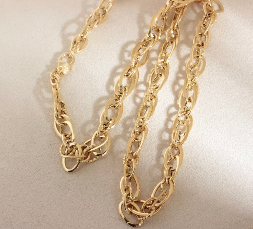 K18YG エタニティリンクチェーン ネックレス オーバルリンク 18K 18金 イエローゴールド メンズ レディース 太め オーバル ツイスト