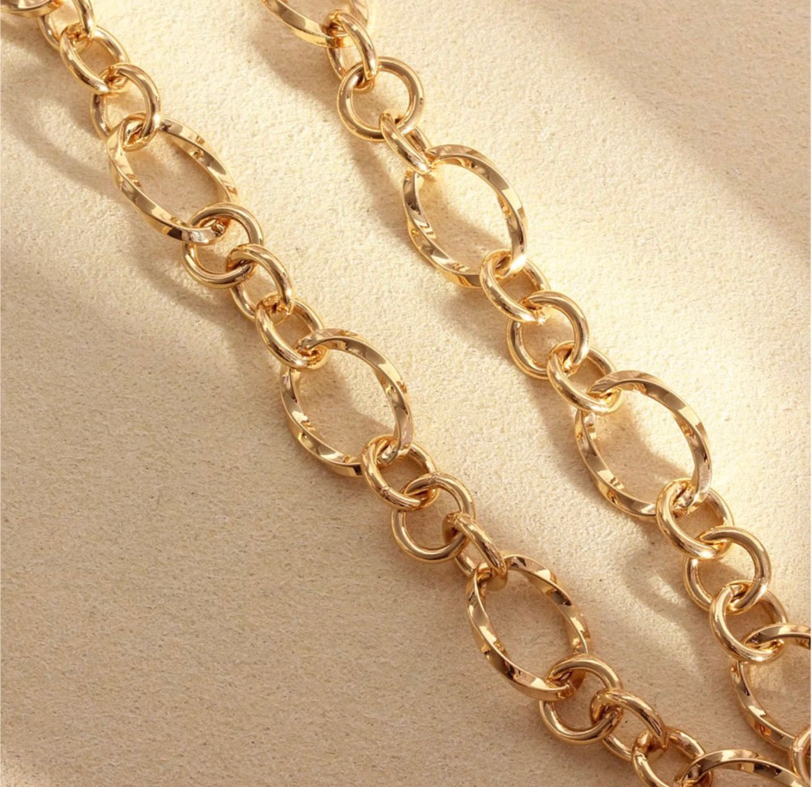 K18YG オーバルリンク デザインチェーン ネックレス 18K 18金 イエローゴールド ツイスト 太め メンズ レディース ミックスリンク