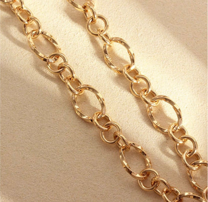 K18YG オーバルリンク デザインチェーン ネックレス 18K 18金 イエローゴールド ツイスト 太め メンズ レディース ミックスリンク