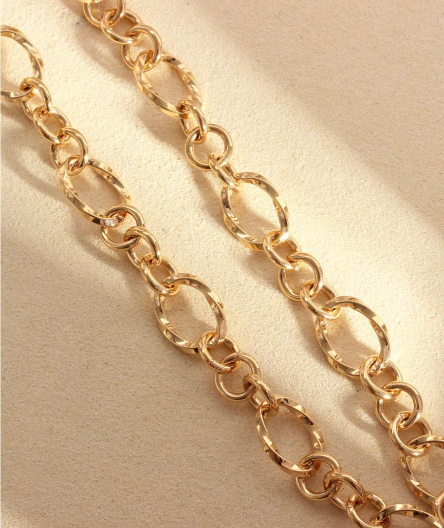 K18YG オーバルリンク デザインチェーン ネックレス 18K 18金 イエローゴールド ツイスト 太め メンズ レディース ミックスリンク