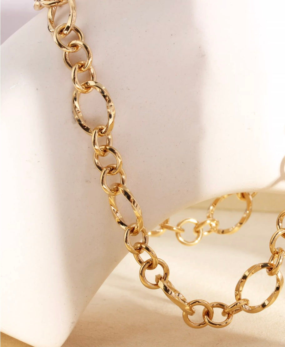 K18YG オーバルリンク デザインチェーン ネックレス 18K 18金 イエローゴールド ツイスト 太め メンズ レディース ミックスリンク