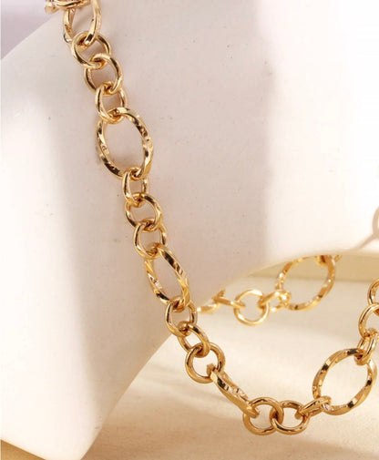 K18YG オーバルリンク デザインチェーン ネックレス 18K 18金 イエローゴールド ツイスト 太め メンズ レディース ミックスリンク