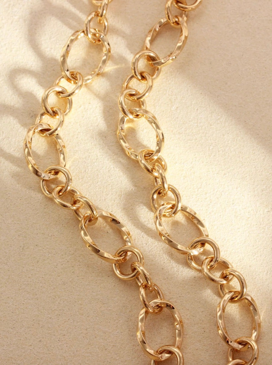 K18YG オーバルリンク デザインチェーン ネックレス 18K 18金 イエローゴールド ツイスト 太め メンズ レディース ミックスリンク