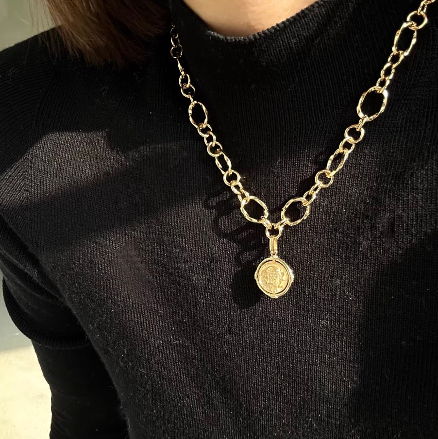 K18YG オーバルリンク デザインチェーン ネックレス 18K 18金 イエローゴールド ツイスト 太め メンズ レディース ミックスリンク