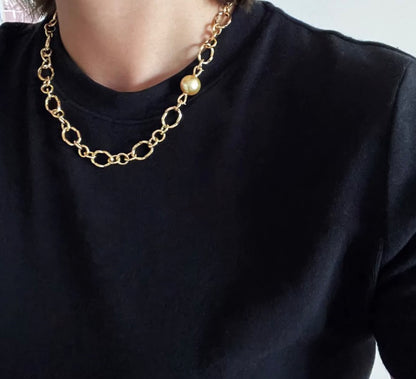 K18YG オーバルリンク デザインチェーン ネックレス 18K 18金 イエローゴールド ツイスト 太め メンズ レディース ミックスリンク