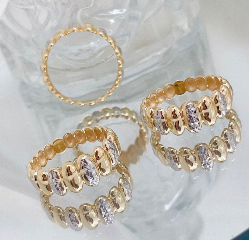K18YG WG オーバルリンク 指輪 コンビリング 11号 12号 イエローゴールド 18K ツートン イタリアンジュエリー バイカラー ボリューム ダイヤモンドカット