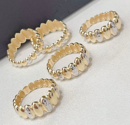 K18YG WG オーバルリンク 指輪 コンビリング 11号 12号 イエローゴールド 18K ツートン イタリアンジュエリー バイカラー ボリューム ダイヤモンドカット