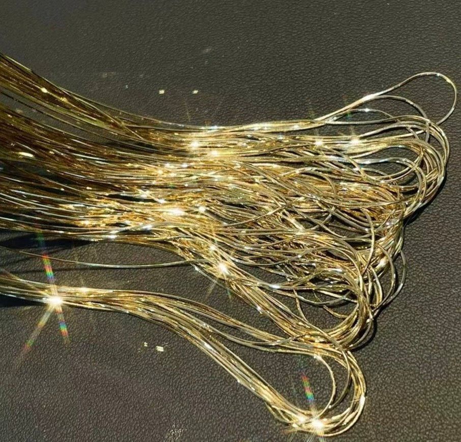 K18YG スネークチェーン ネックレス 18K イエローゴールド 46cm キラキラ 0.4mm 細め スライド式アジャスターチェーン