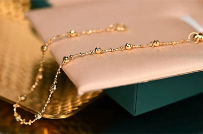 K18YG ブレスレット カットボールチェーン 15cm~ ミラーボール ステーション 18k イエローゴールド キラキラ 華奢 フェミニン レディース
