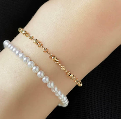 K18YG ブレスレット カットボールチェーン 15cm~ ミラーボール ステーション 18k イエローゴールド キラキラ 華奢 フェミニン レディース