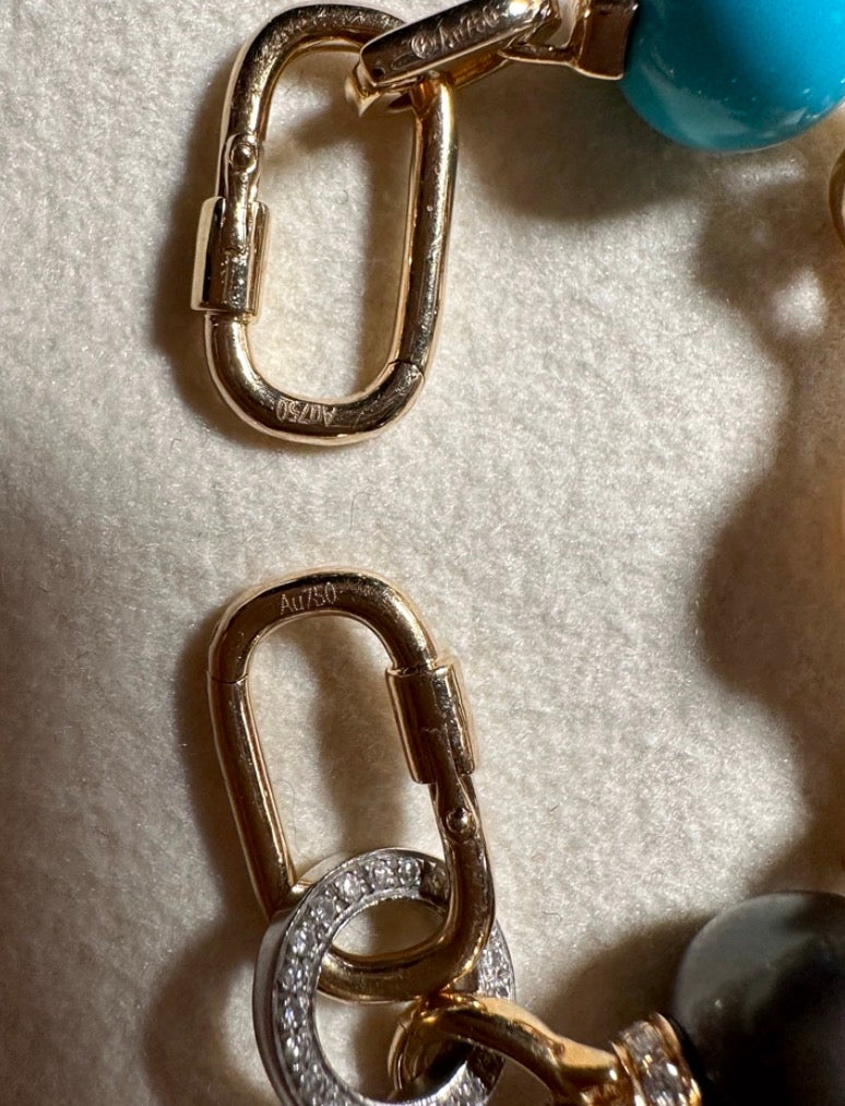 K18YG WG PG ダイヤモンド 大 チャーム クラスプ オーバル 18K ジュエリーパーツ 留め具 留め金具 イエローゴールド ピンクゴールド ロック式