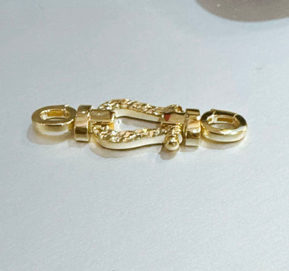 K18YG ペンダントチャーム バックルパーツ クラスプ コネクター 18k 蹄鉄 ダイヤモンドカット