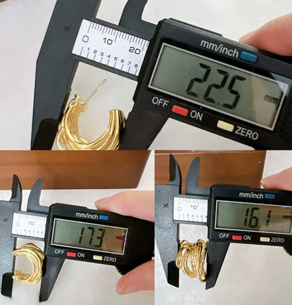 K18YG マルチライン スタッドピアス イエローゴールド 18K 18金 メッシュ 中空ピアス イタリアンジュエリー 多重ライン ラップドワイヤー