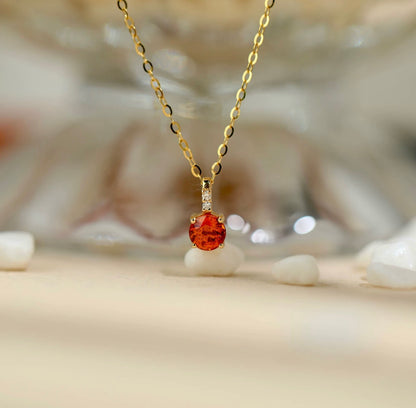 K18YG オレンジガーネット ペンダント ダイヤモンド ダイヤ 18K 18金 イエローゴールド ネックレス ラウンド ネックレス