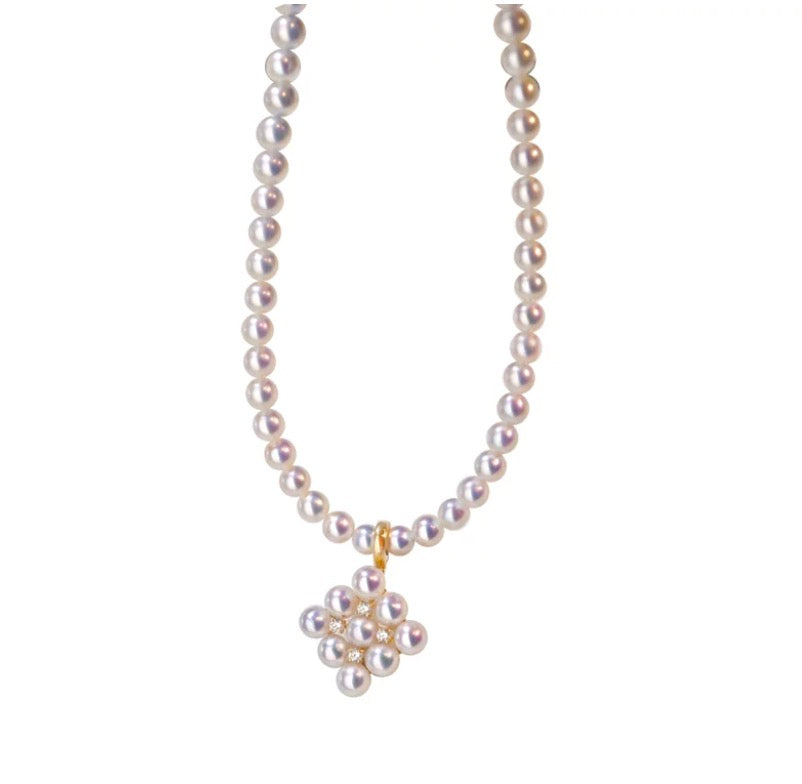 18K Yellow Gold Akoya Pearl Bracelet with Lace, 18K Akoya Pearl Lacy Bangle, Infinity 8 Wire