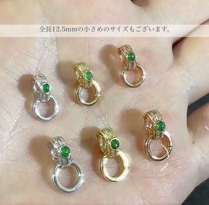 K18YG WG PG マルチバチカン 翡翠 ヒスイ ダイヤモンド ジュエリーパーツ 18K イエローゴールド ロック付き 爪ロック チャーム