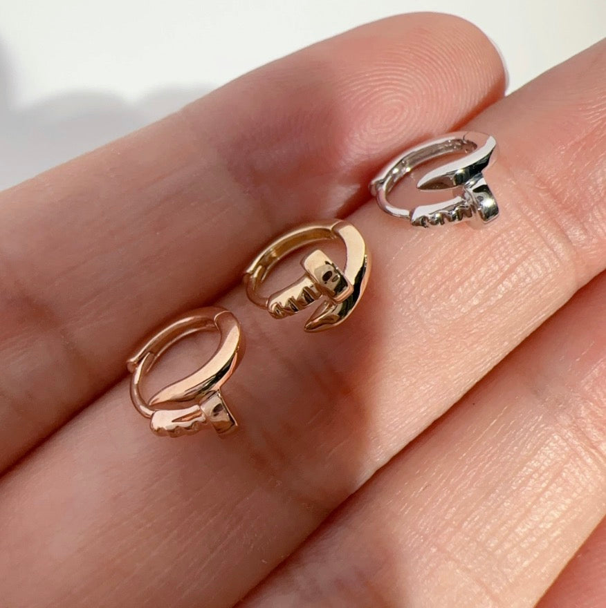 K18YG PG WG シングルピアス 内径6mm 釘 リングピアス 18k フープ ミニ 小さめ