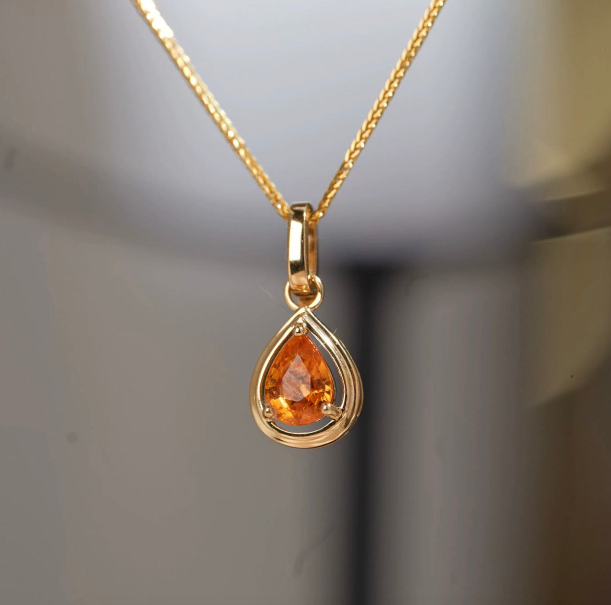 K18YG オレンジガーネット ティアドロップ ペンダント イエローゴールド 18k 一粒 雫 シンプル 18金 チャーム