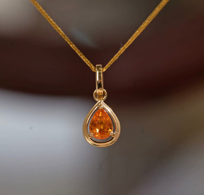 K18YG オレンジガーネット ティアドロップ ペンダント イエローゴールド 18k 一粒 雫 シンプル 18金 チャーム