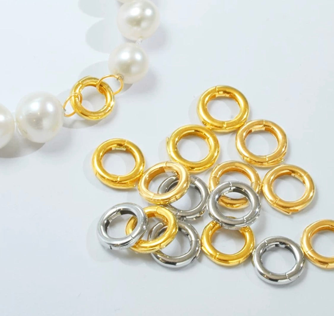 K18YG WG ロック付き マルカン コネクター バチカン ラウンド 18K 18金 パーツ 開閉 繋ぎ 円形 丸