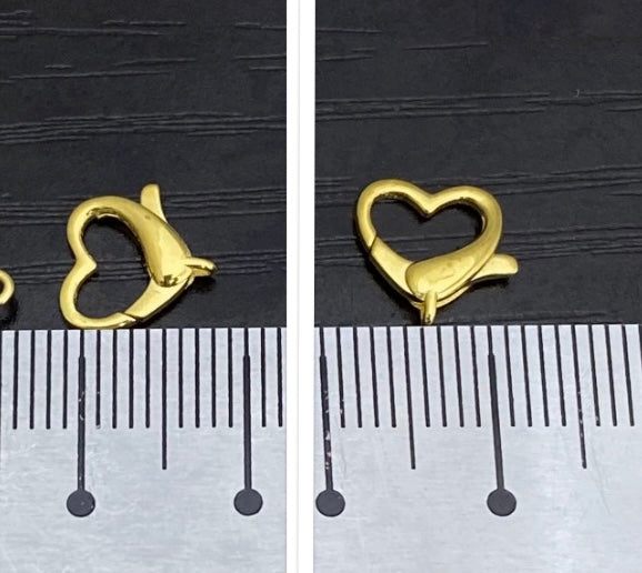 K18YG ロブスタークラスプ スプリング式 ハート 繋ぎ チャーム 18K イエローゴールド 開口 コマ 開閉 貴金属パーツ ひきわ 引き輪 ヒキワ