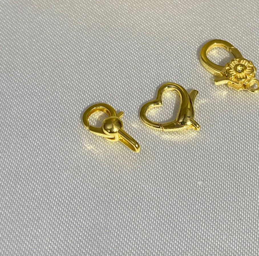 K18YG ロブスタークラスプ スプリング式 ハート 繋ぎ チャーム 18K イエローゴールド 開口 コマ 開閉 貴金属パーツ ひきわ 引き輪 ヒキワ