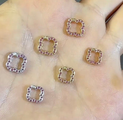 K18YG WG PG クローバー 四ツ葉 18K ダイヤモンドチャーム ネックレスパーツ 留め具 留め金具 クラスプ コマ パーツ ロック付き