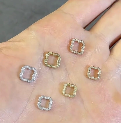 K18YG WG PG クローバー 四ツ葉 18K ダイヤモンドチャーム ネックレスパーツ 留め具 留め金具 クラスプ コマ パーツ ロック付き