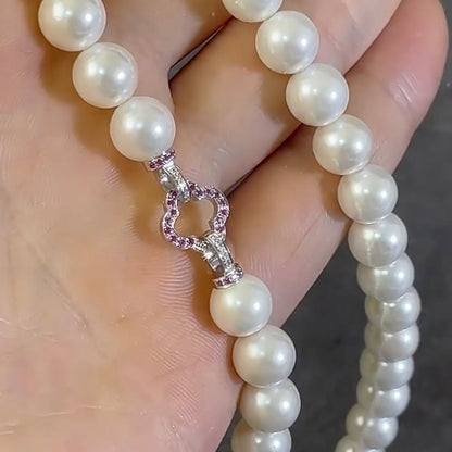 K18YG WG PG クローバー 四ツ葉 18K ダイヤモンドチャーム ネックレスパーツ 留め具 留め金具 クラスプ コマ パーツ ロック付き