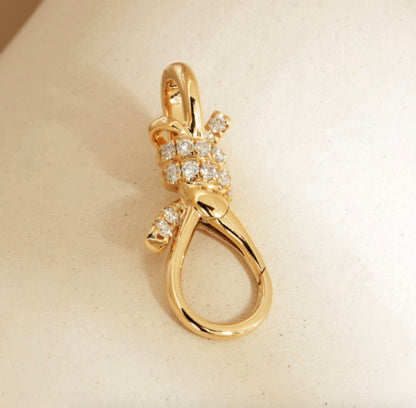 K18YG ダイヤモンド リボン ロブスタークラスプ ノット ジョイントバチカン クリップ式バチカン 18k イエローゴールド ネックレスパーツ
