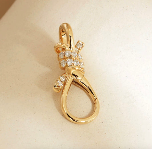 K18YG ダイヤモンド リボン ロブスタークラスプ ノット ジョイントバチカン クリップ式バチカン 18k イエローゴールド ネックレスパーツ