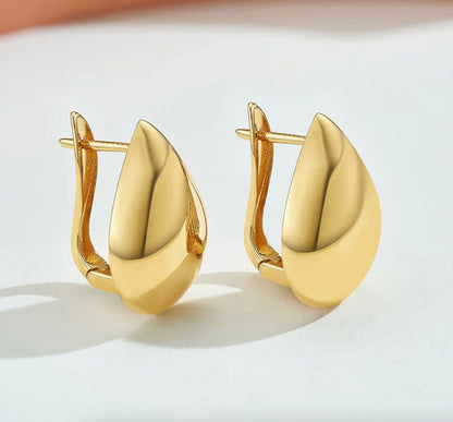 K18YG クリップピアス ティアドロップ 雫 18k イエローゴールド 大ぶり ぷっくり ボリューム