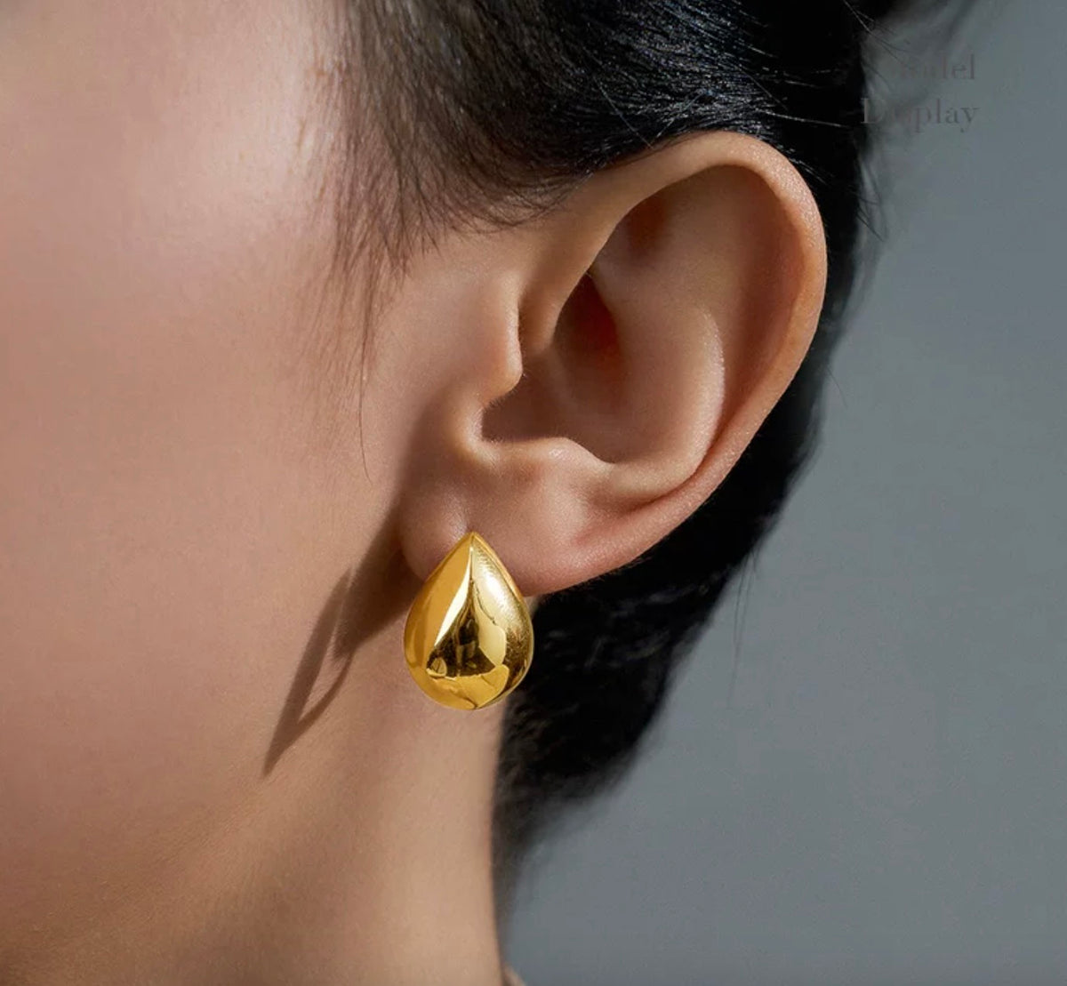 K18YG クリップピアス ティアドロップ 雫 18k イエローゴールド 大ぶり ぷっくり ボリューム
