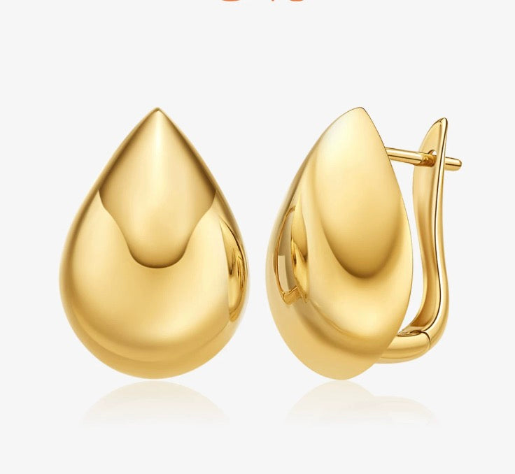 K18YG クリップピアス ティアドロップ 雫 18k イエローゴールド 大ぶり ぷっくり ボリューム