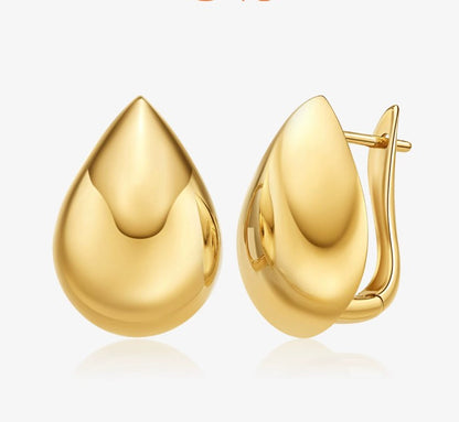 K18YG クリップピアス ティアドロップ 雫 18k イエローゴールド 大ぶり ぷっくり ボリューム