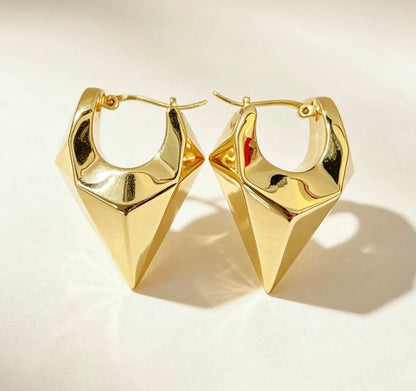 18K Yellow Gold Plump Teardrop Stud Earrings, Sizes S and M, 18K Yellow Gold Hollow Earrings, Round, Drop, Triangle, 18K Yellow Gold, Droplet, Teardrop