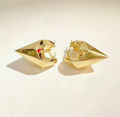 18K Yellow Gold Plump Teardrop Stud Earrings, Sizes S and M, 18K Yellow Gold Hollow Earrings, Round, Drop, Triangle, 18K Yellow Gold, Droplet, Teardrop