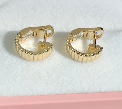 K18YG リングピアス バックル クリップ 横ストライプ 18K イエローゴールド