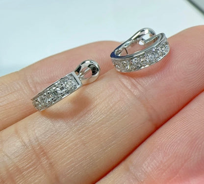 K18WG ダイヤモンド ハーフエタニティフープピアス 18k リングピアス
