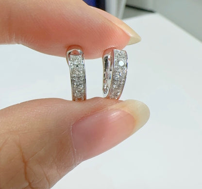 K18WG ダイヤモンド ハーフエタニティフープピアス 18k リングピアス