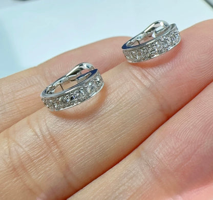 K18WG ダイヤモンド ハーフエタニティフープピアス 18k リングピアス