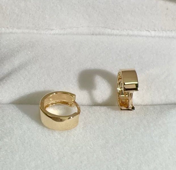 K18YG WG PG リングピアス 7.5mm フープピアス 18k 幅広