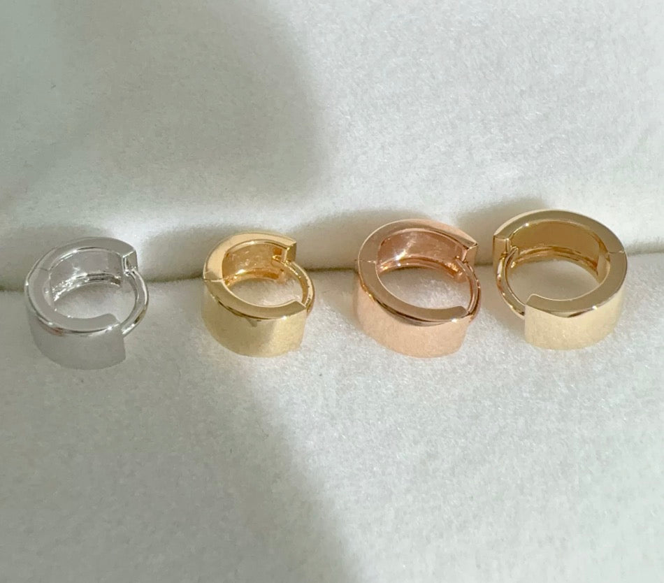 K18YG WG PG リングピアス 7.5mm フープピアス 18k 幅広